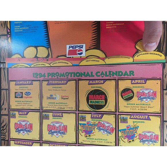 1994 Pepsi Fountain Fortune Promotional Calendar Vintage Advertising Display - Picture 8 of 9